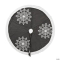 Vickerman Grey and White Embroidered Snowflakes 60" Cotton Christmas Tree Skirt