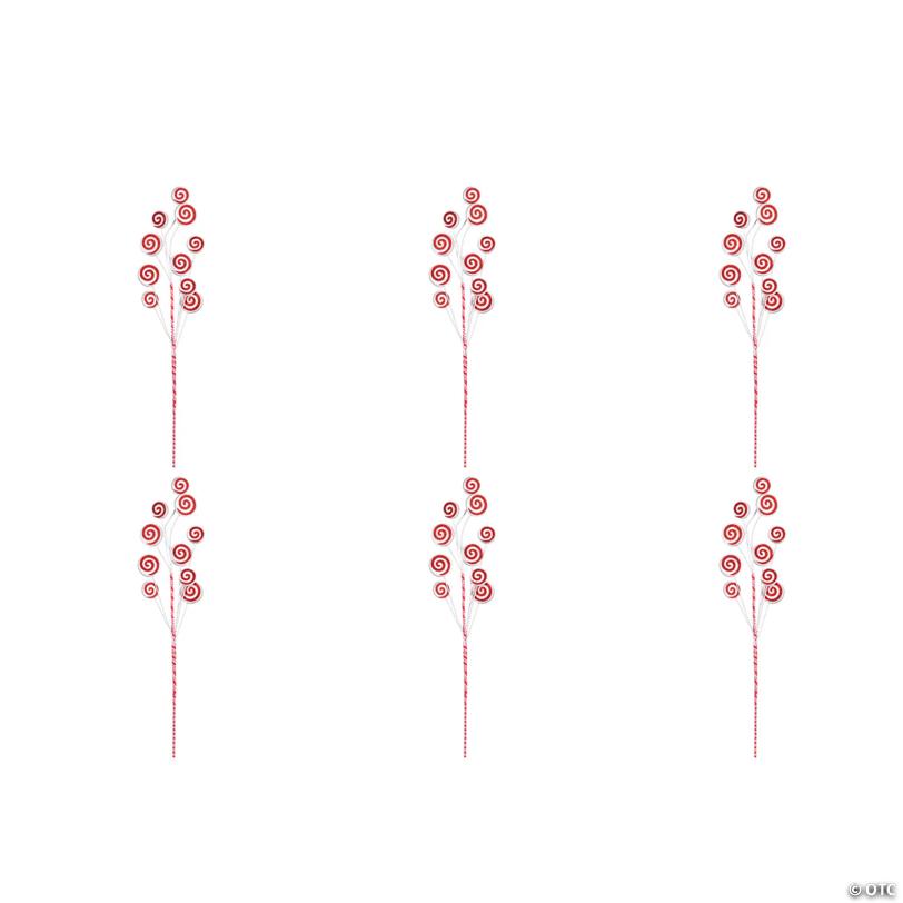 Vickerman Red/White Swirl Artificial Christmas Spray. Includes 6 sprays per pack.
