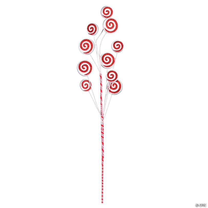 Vickerman Red/White Swirl Artificial Christmas Spray. Includes 6 sprays per pack.