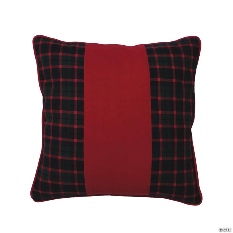 Vickerman Red and Plaid 18" x 18" Decorative Throw Pillow