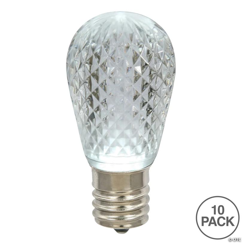 Vickerman S14 LED Pure White Faceted Replacement Bulb, 10 Bulbs per Pack