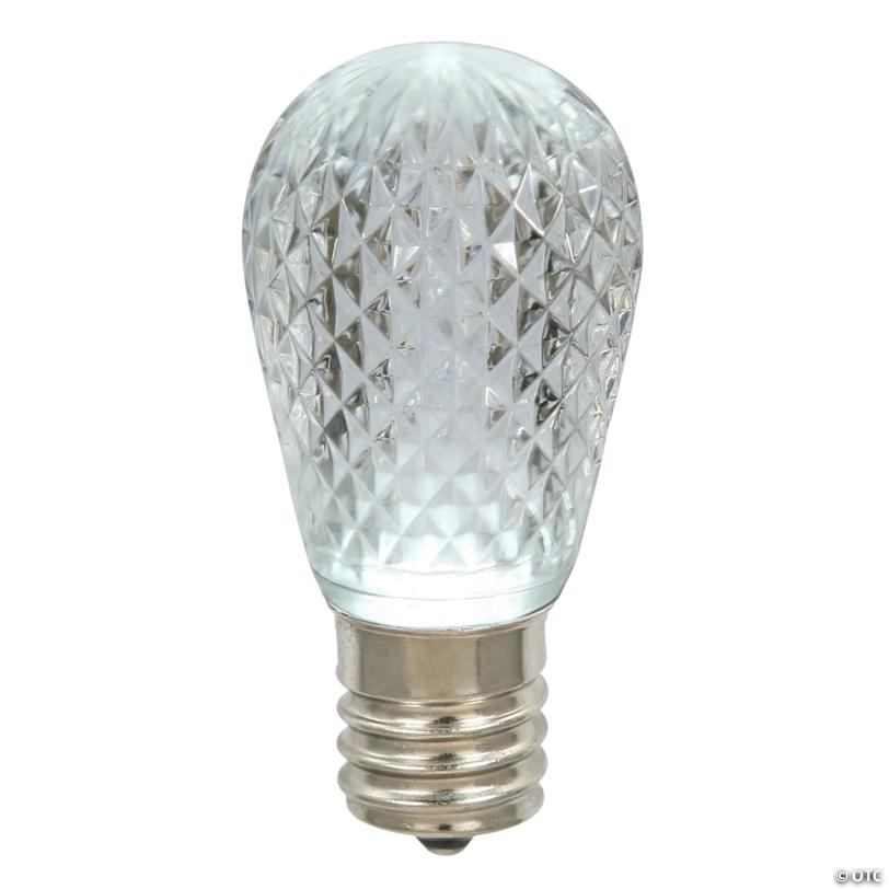 Vickerman S14 LED Pure White Faceted Replacement Bulb, 10 Bulbs per Pack