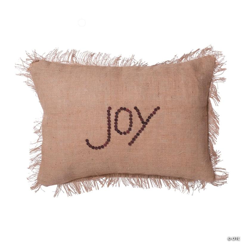 Vickerman Tan Burlap Button Wording 14" x 20" Throw Pillow
