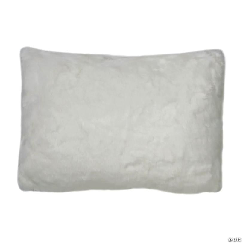 Vickerman White Faux Fur 14" x 20" Throw Pillow