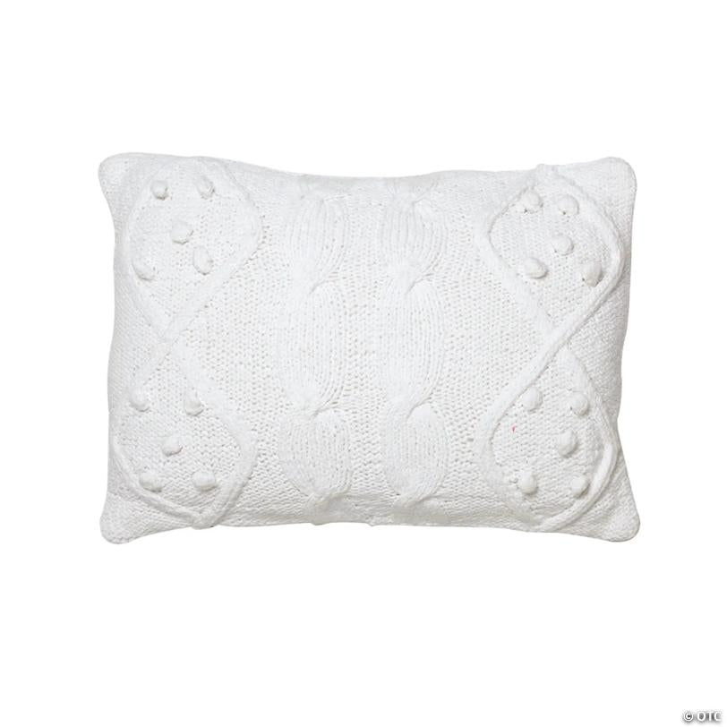 Vickerman White Handknit Cable 14" x 20" Cotton Throw Pillow