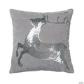 Vickerman White Silver Sequin Deer 18" x 18" Cotton Velvet Throw Pillow