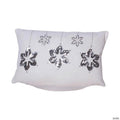 Vickerman White Silver Sequin Embroidered 12" x 20" Cotton Velvet Throw Pillow