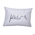 Vickerman White Silver Sequined Wording 14" x 20" Throw Pillow