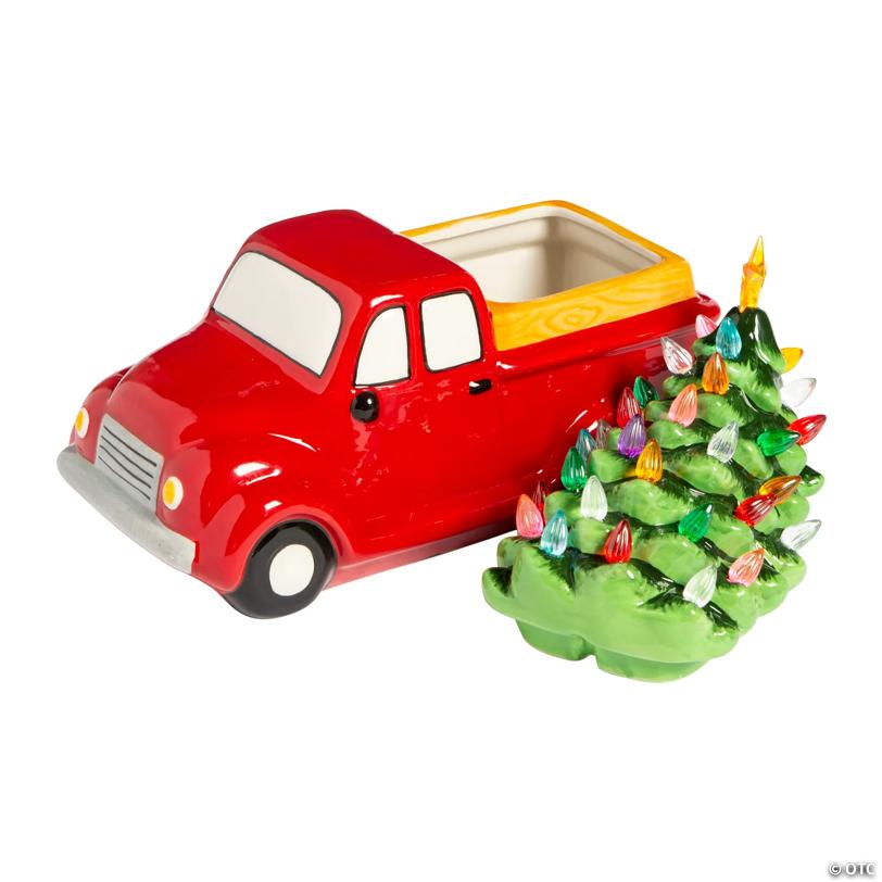 Vintage Truck with LED Christmas Tree Cookie Jar