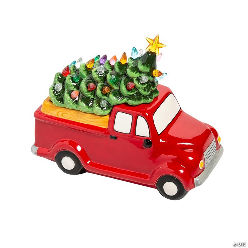 Vintage Truck with LED Christmas Tree Cookie Jar