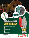 100' Outdoor Christmas Lighting Kit - Warm White/Red
