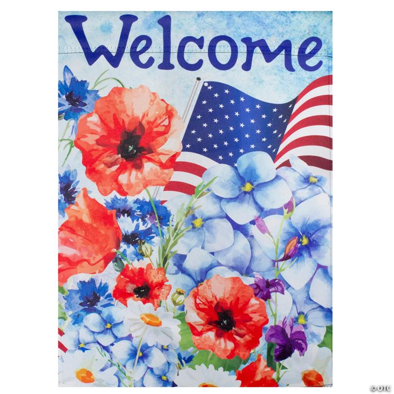 Welcome Patriotic Americana Outdoor Floral Garden Flag 12.5" x 18