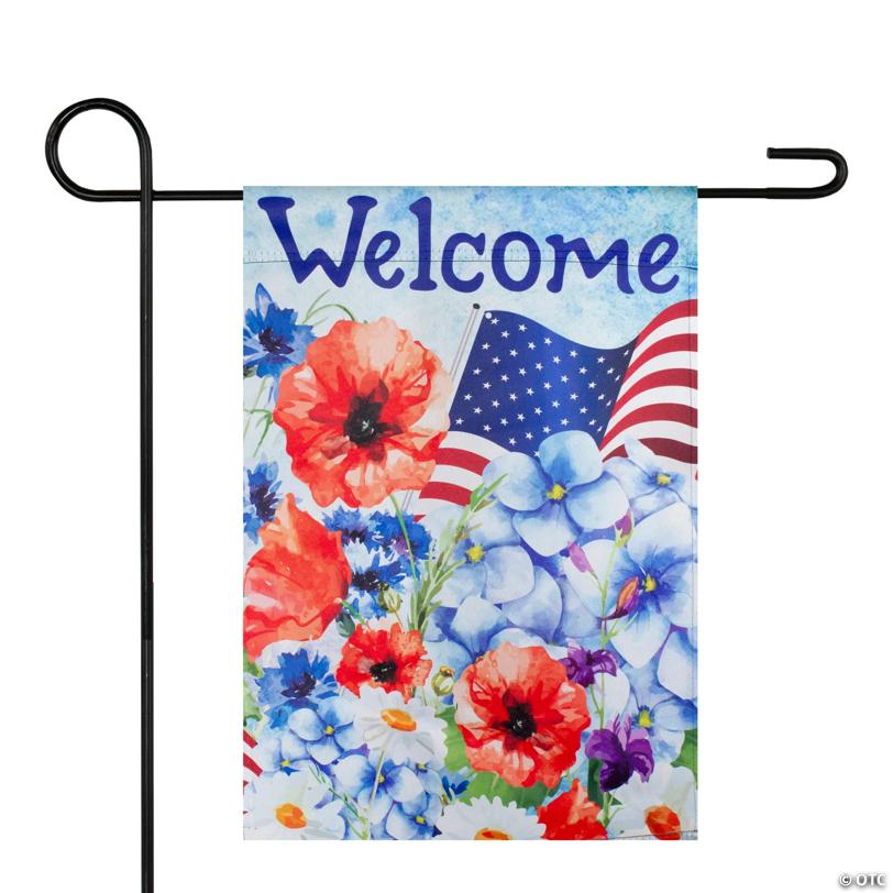 Welcome Patriotic Americana Outdoor Floral Garden Flag 12.5" x 18