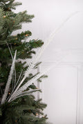 34” Glitter Mica Triple Spike Grass Spray - White