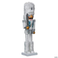 White Fur Hat Russian Holding a Sword Wooden Christmas Nutcracker 15 Inch