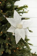 26” Embossed Poinsettia with Glitter Stem
