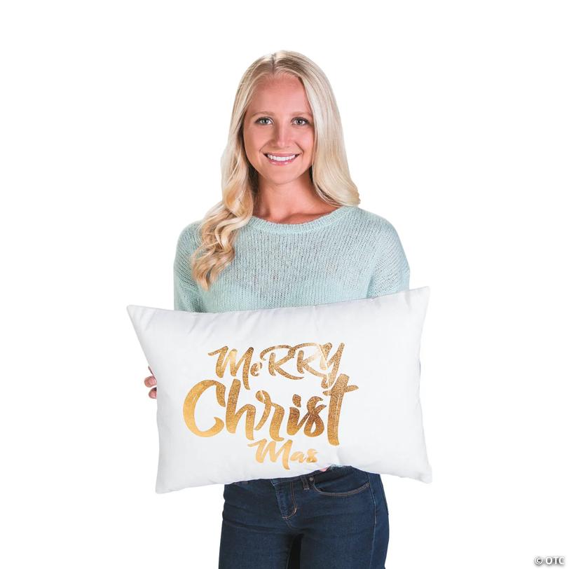 White with Gold Nativity Pillow Set - 2 Pc.