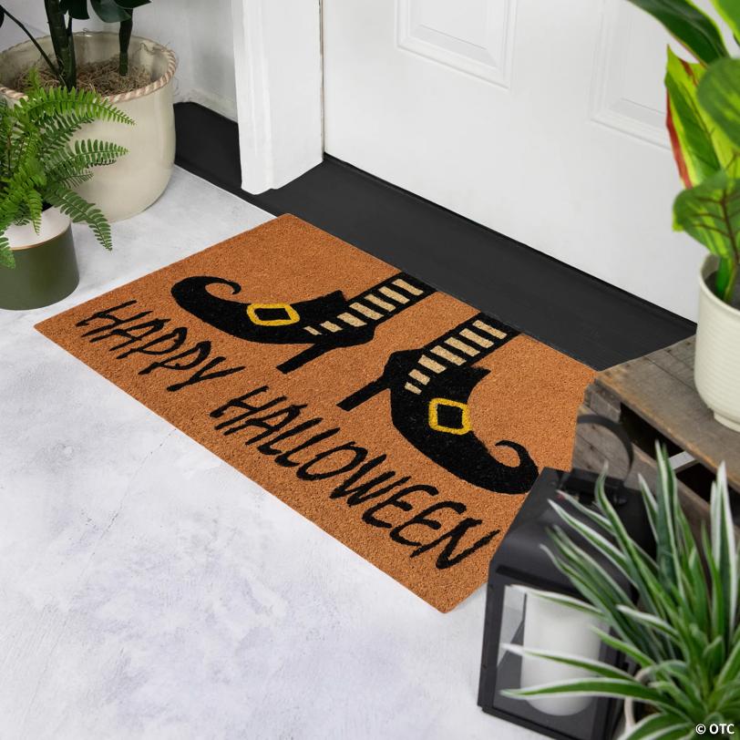 Wicked Witch Shoes "Happy Halloween" Coir Doormat 18" x 30