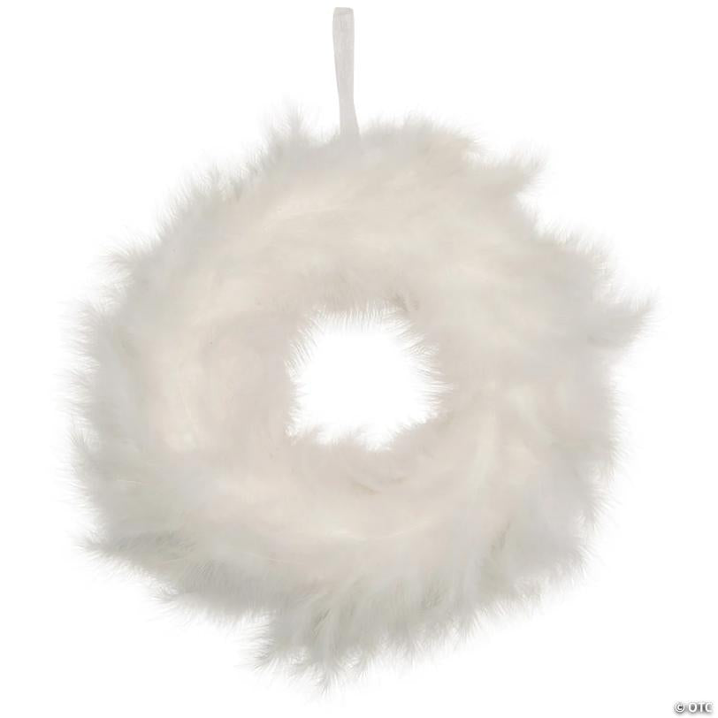 Wispy Feather Christmas Wreath - 14.5" - Unlit - Winter White