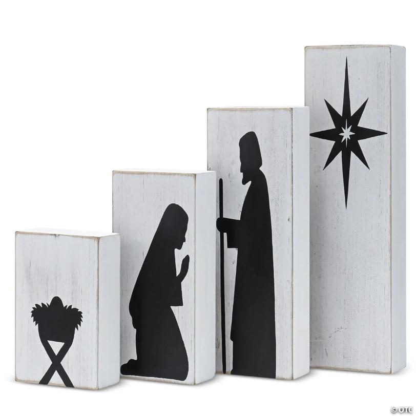Wooden Block Nativity Scene -  Nativity Table Top Set Decorations - 1 Set