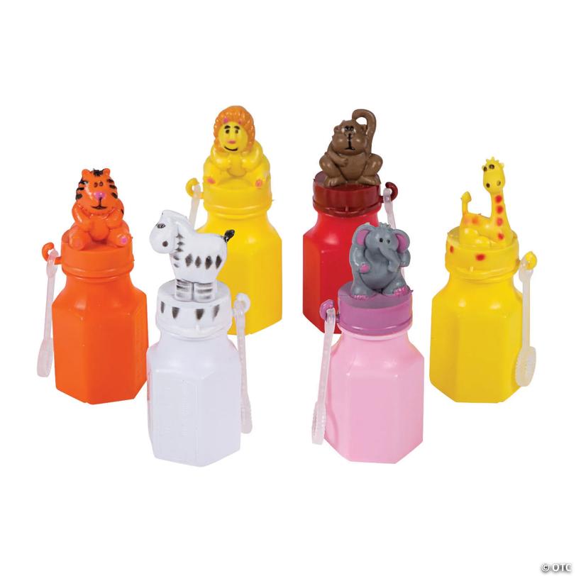 Zoo Animal Character Bubble Bottles - 12 Pc.