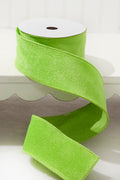 2.5" x 10 Yard Lime Green Velvet Wired Ribbon