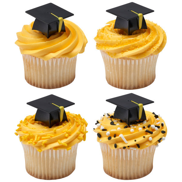 Graduation 3D Hat Cupcake Cake Pics - set of 12