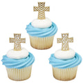 Gold Cross Assortment Cupcake Decorating Pics Toppers 12 set