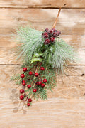 16" Green & Burgundy Berry Pine Cedar Pick