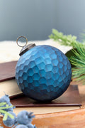 5" Blue Honeycomb Glass Ball Ornament