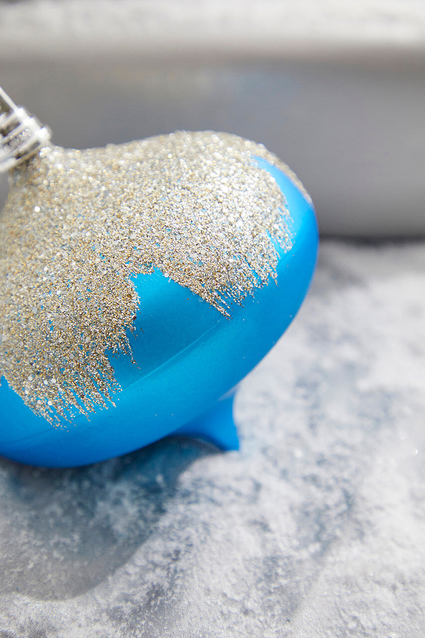 5" Blue Silver Onion Ornament