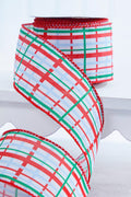 2.5" x 10 Yard Red/Blue/Green Plaid Wired Ribbon