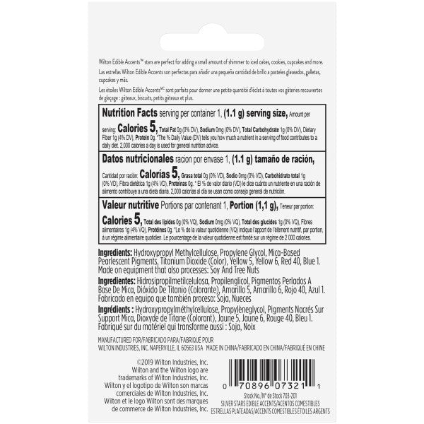 Wilton Edible Glitter Silver Stars, 0.4 oz.