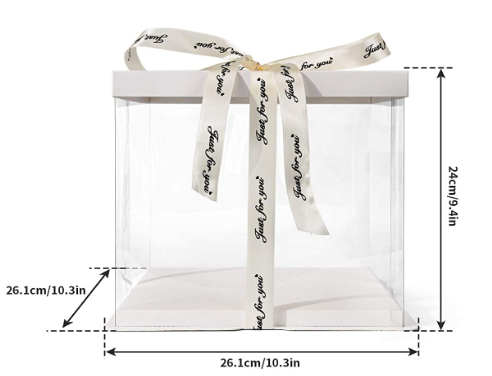 10" x 10" x 9" Clear Transparent White Tall Layer Cake Bakery Boxes with Window