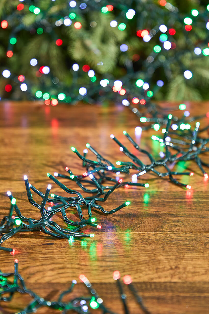 12.5' Platinum Elite Cluster Lights - 380L Cool White, Red & Green (Green Cord)