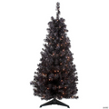 Northlight 4' Pre-Lit Slim Black Artificial Tinsel Christmas Tree- Clear Lights