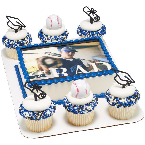 Baseball 3D ball Cupcake Cake rings- set of 12 toppers