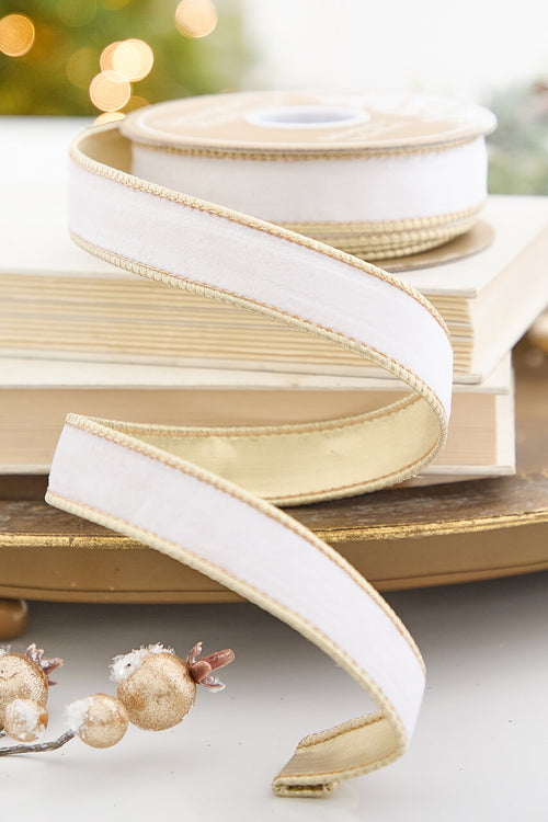 1" x 10 Yard White Velvet Ribbon