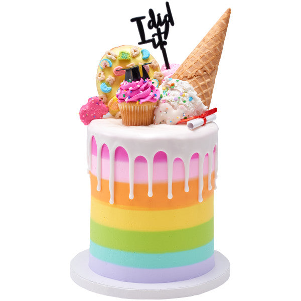 Graduation 3D Hat Cupcake Cake Pics - set of 144