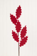 25" Red Felt Leaf Spray with Peppermint Edge