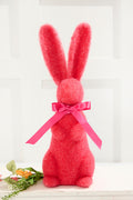 16" Flocked Bunny with Ribbon