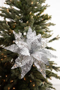 22” x 14" Velvet Sheer Poinsettia Stem - Silver