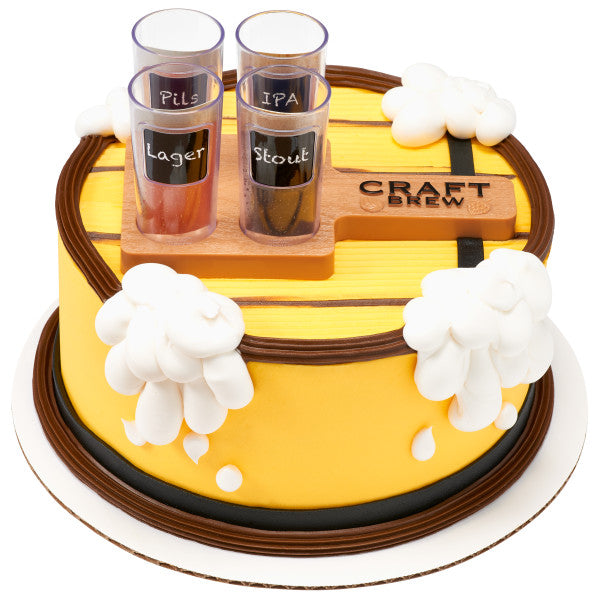 Craft Brew Flight with paddle Bourbon Beer Tap shot glasses Set Cake Kit