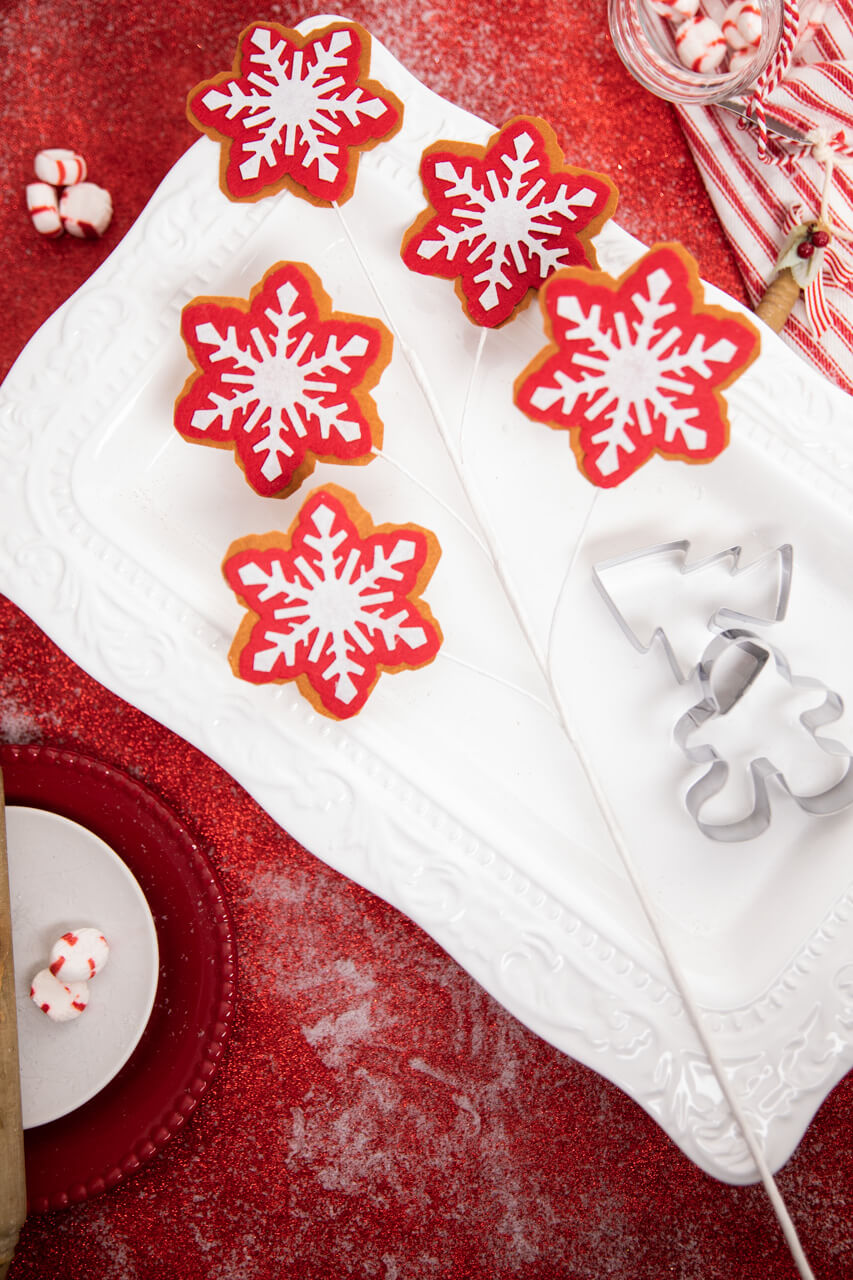 24” Red and White Snowflake Stem