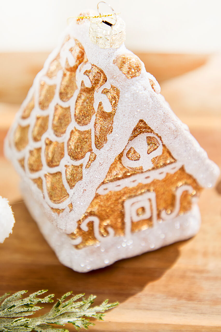 4.5" Glass Gingerbread House Ornament