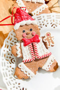 5" Gingerbread with Santa Hat Ornament