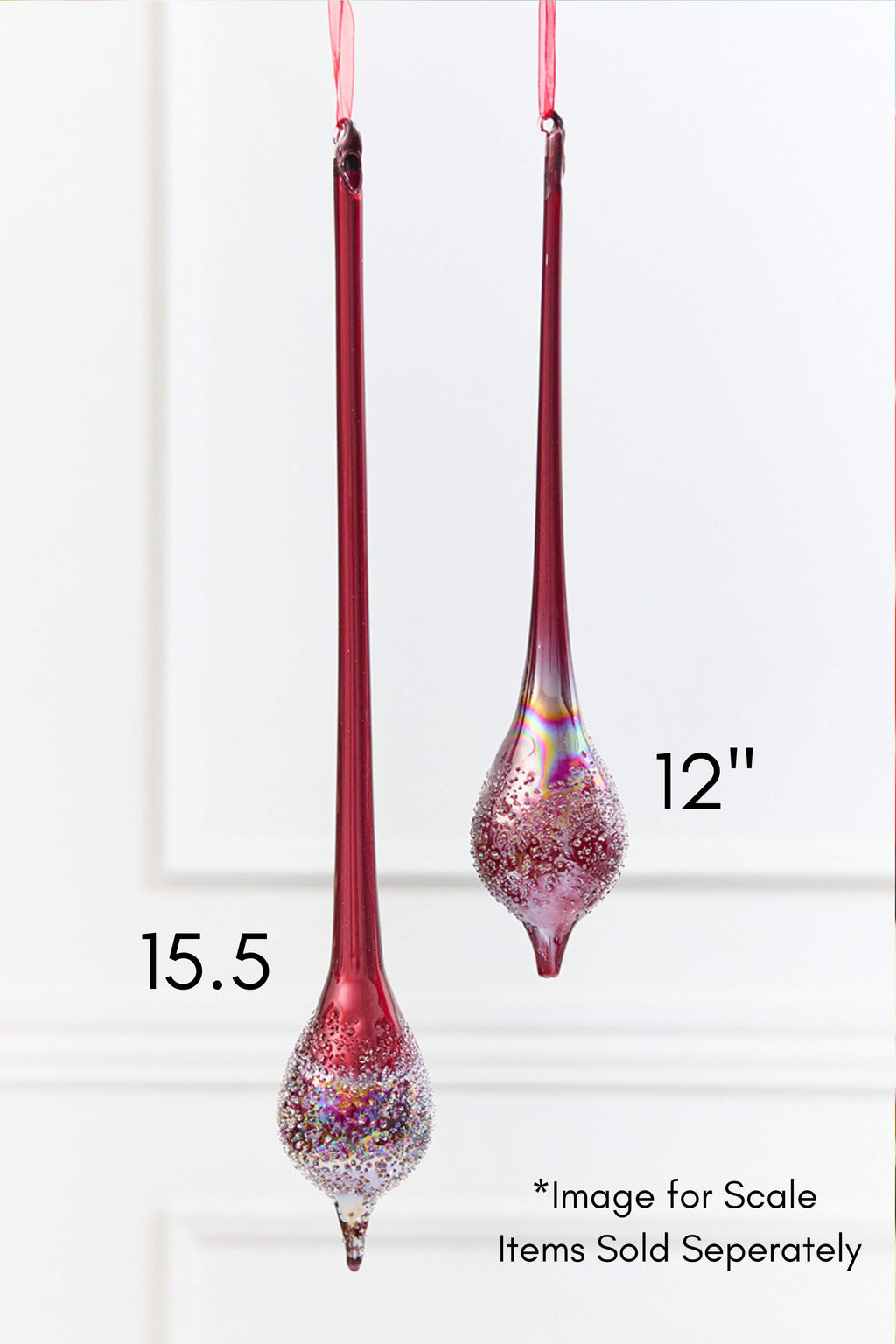 12" Burgundy Glass Drop Ornament