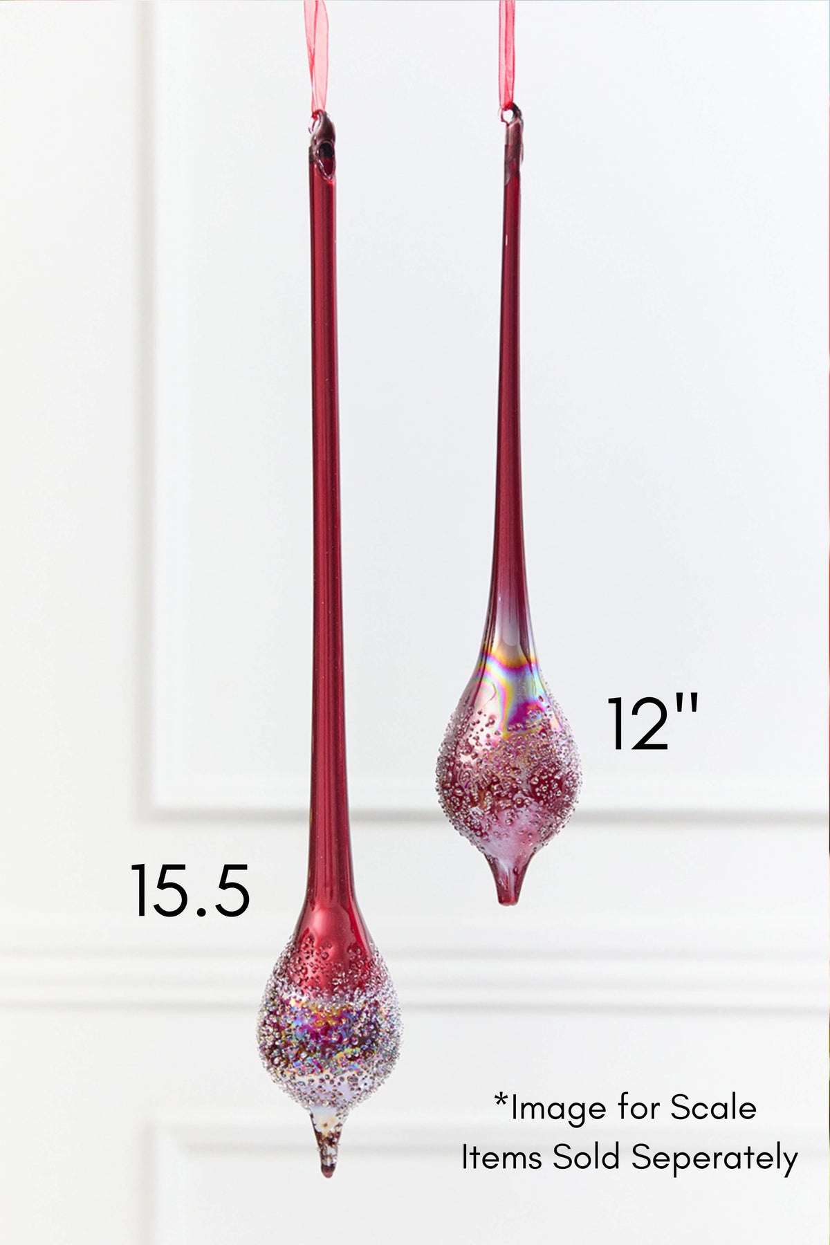 12" Burgundy Glass Drop Ornament