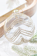 5" Gold Glitter Art Deco Glass Ornament