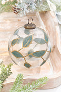 5" Clear Glass Ornament with Leaves